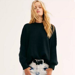Free People Easy Street Tunic Sweater L Black